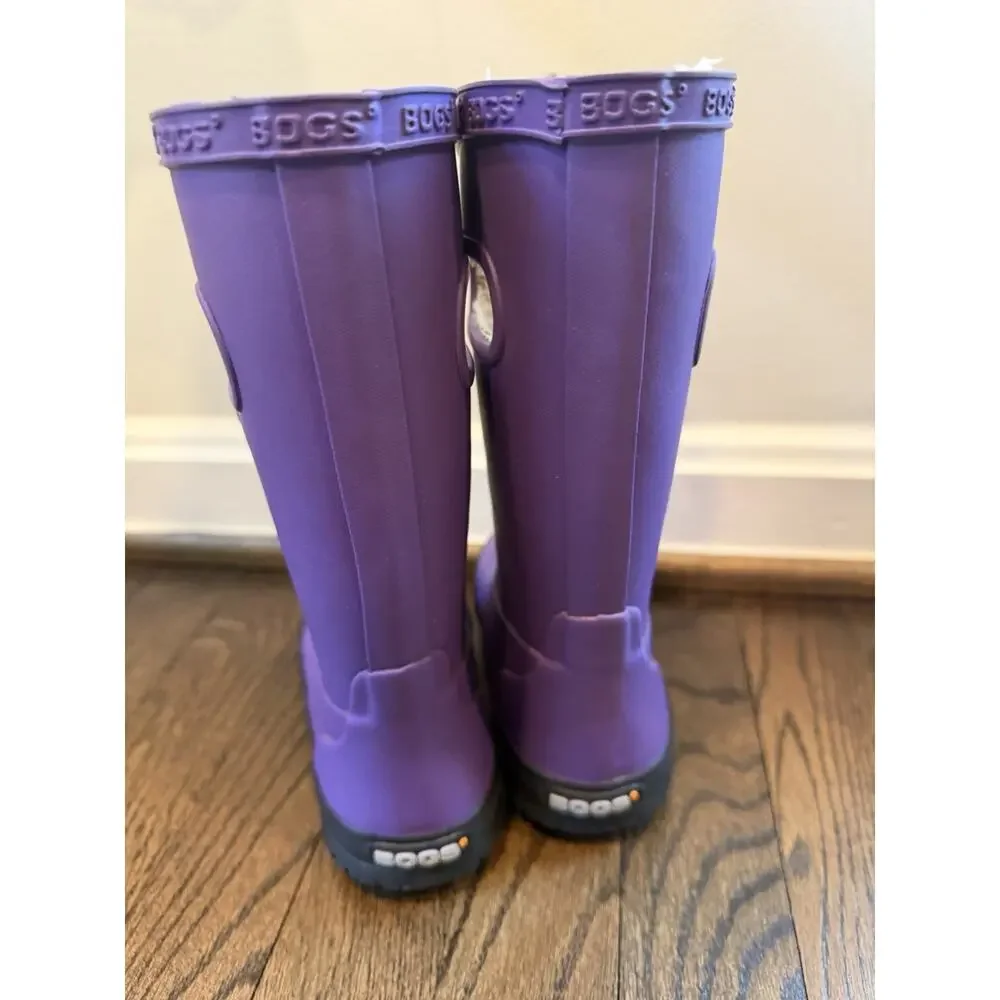 Bogs Kids Rain Boot Plush Waterproof Purple Little Kids Sz 10 Puddle Water Lined